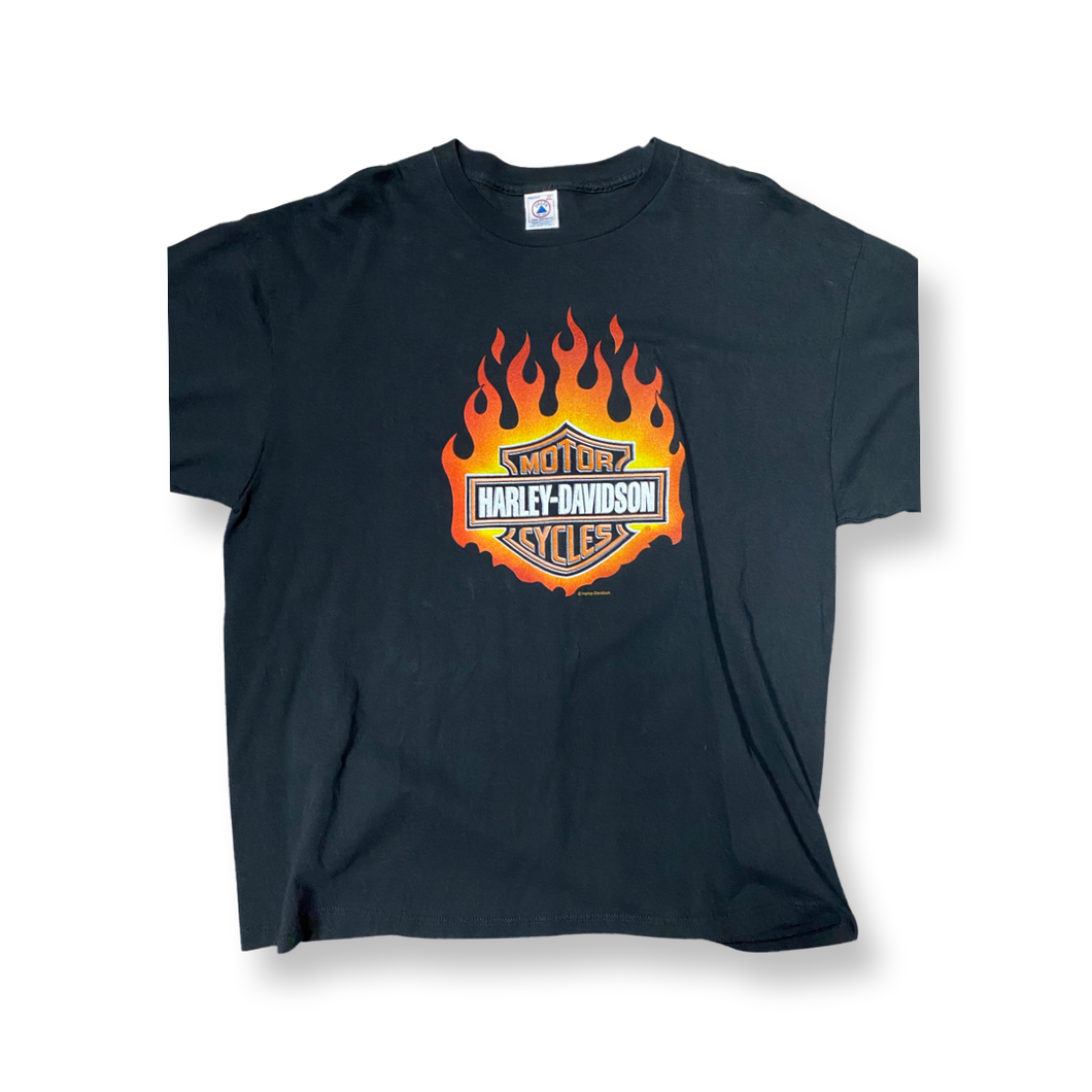 (2XL) Vintage Flame Harley tee